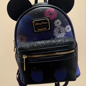 Loungefly Walt Disney- Rare 50th Anniversary -backpack-purple w/castle Fireworks